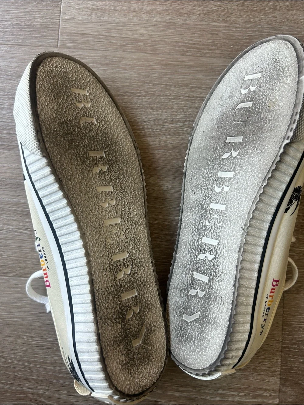 Burberry Ivory Canvas Low-Top Sneakers with Logo